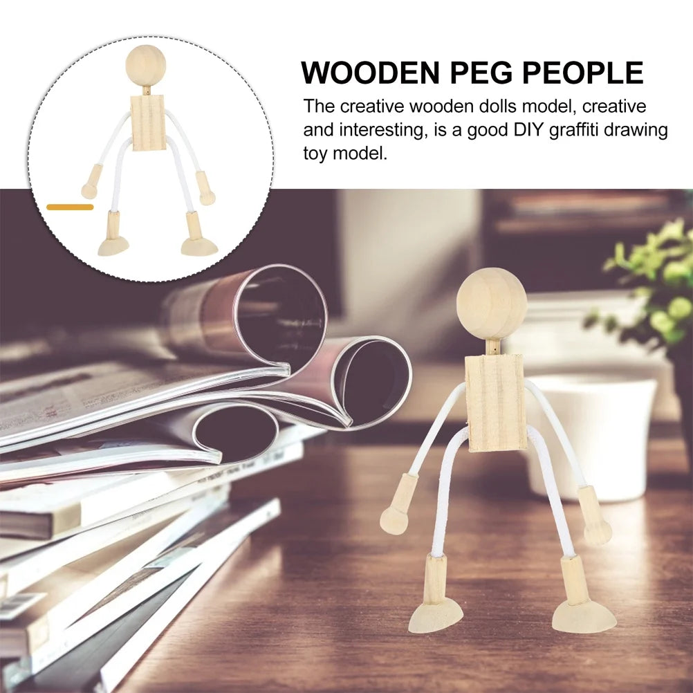 6pcs Unfinished Wooden Dolls Cartoon Robots for DIY Painting F65517