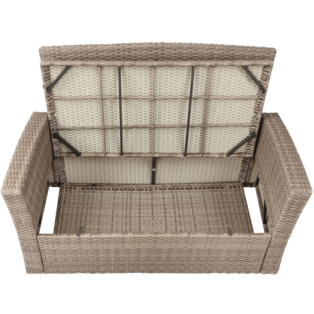 4pc Gray Outdoor Rattan Sectional Sofa with Ottoman and Cushions Z597