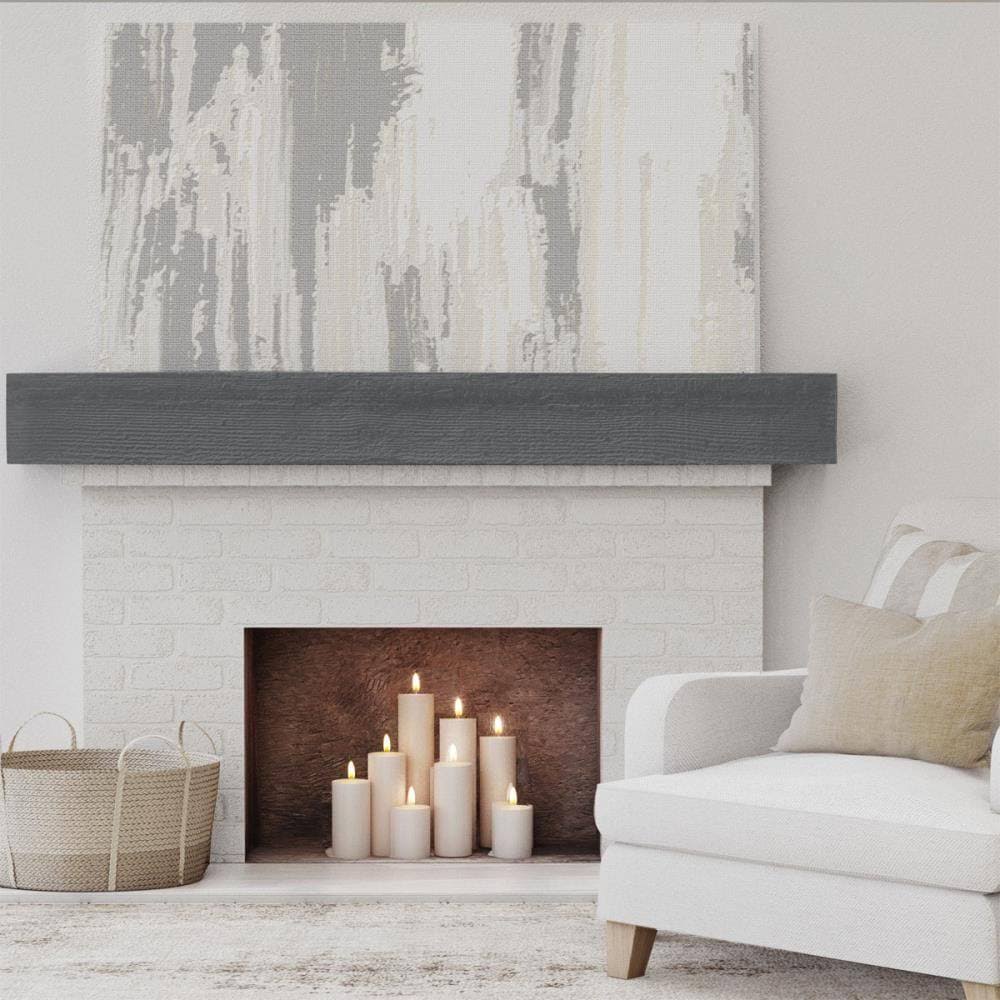 Rough Sawn Faux Wood Fireplace Mantel, Aged Ash C577