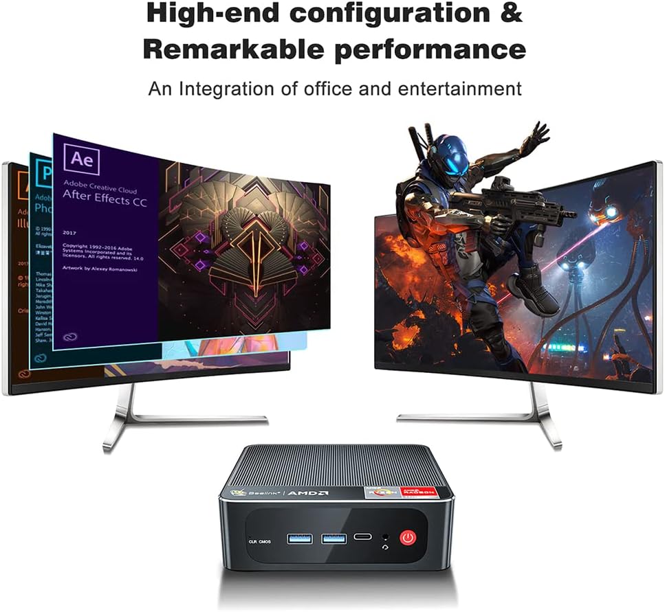 Mini PC AMD Ryzen 7 3750H 16 GB RAM 512 GB SSD Windows 11 Pro Desktop Computer B7608