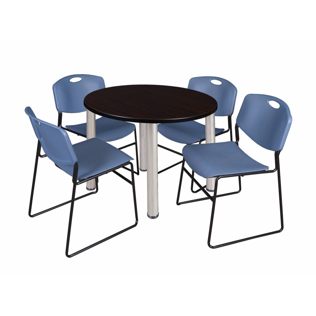 36x22 Round Breakroom Table with 4 Stack Chairs V621