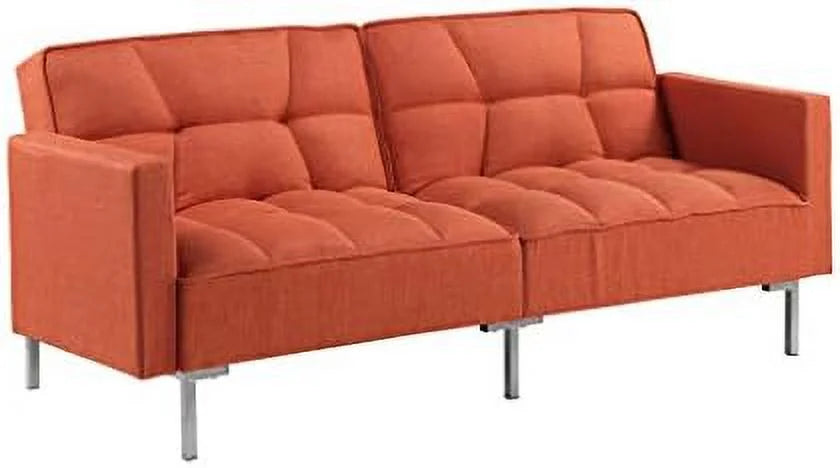 Modern Linen Convertible Futon Sofa Bed with 2 Pillows T967294