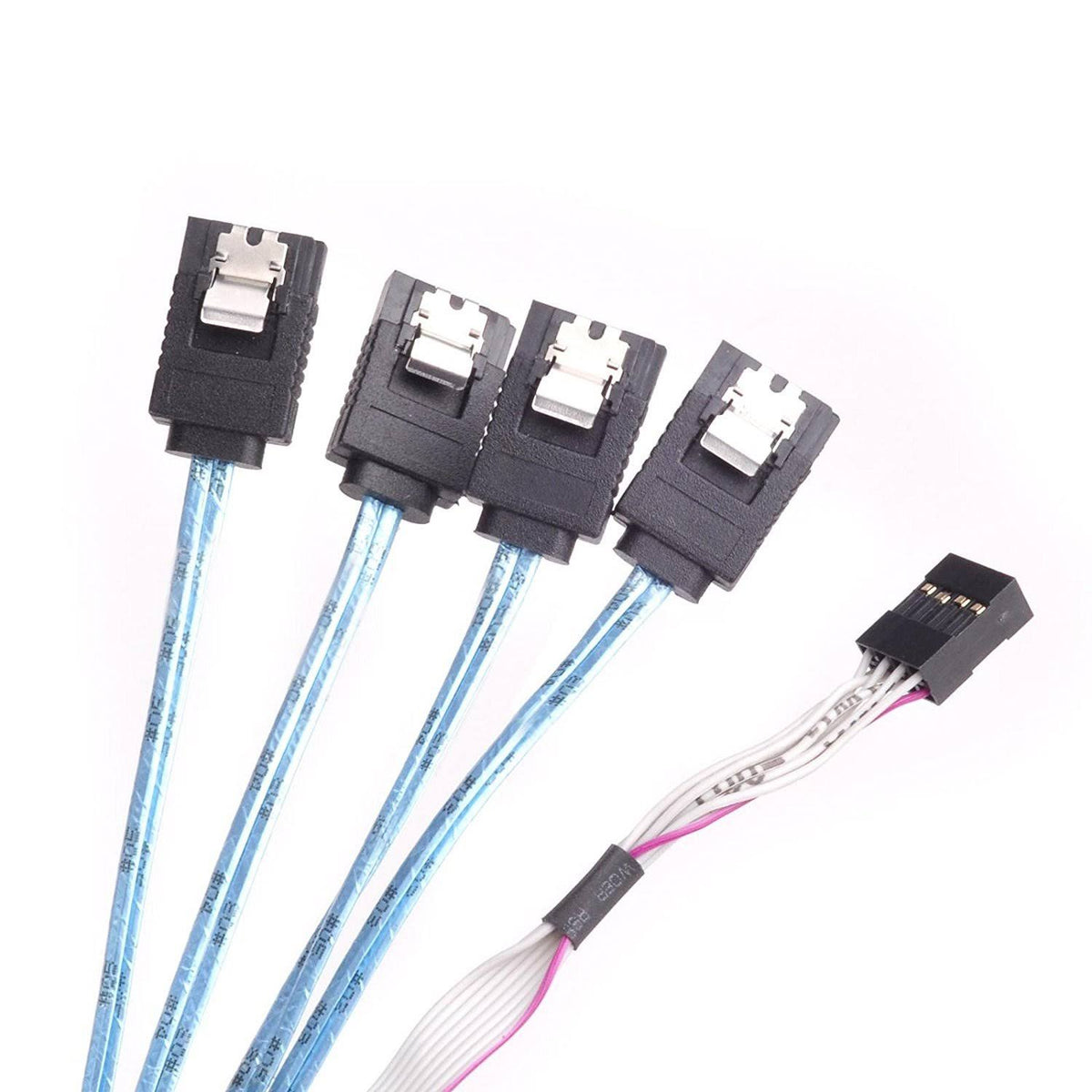 Internal Mini SAS HD SFF8643 to 4 SATA 7Pin Thick Shielded Cable with Sideband F1702