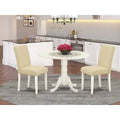 Linen White Solid Wood Rubberwood 3 - Piece Drop Leaf Dining Set B88826