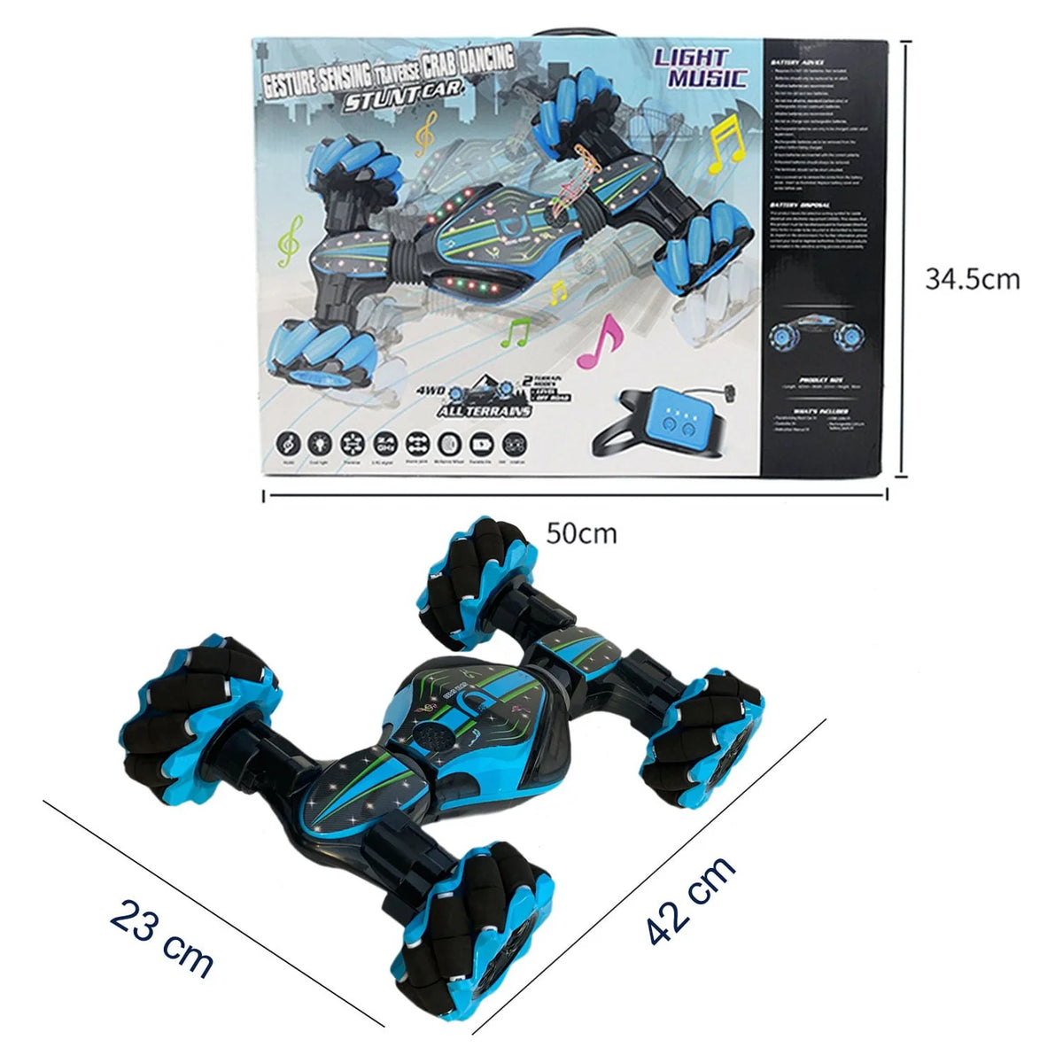 Blue 4WD 2.4Ghz Remote Control Stunt Car Toy Z2738
