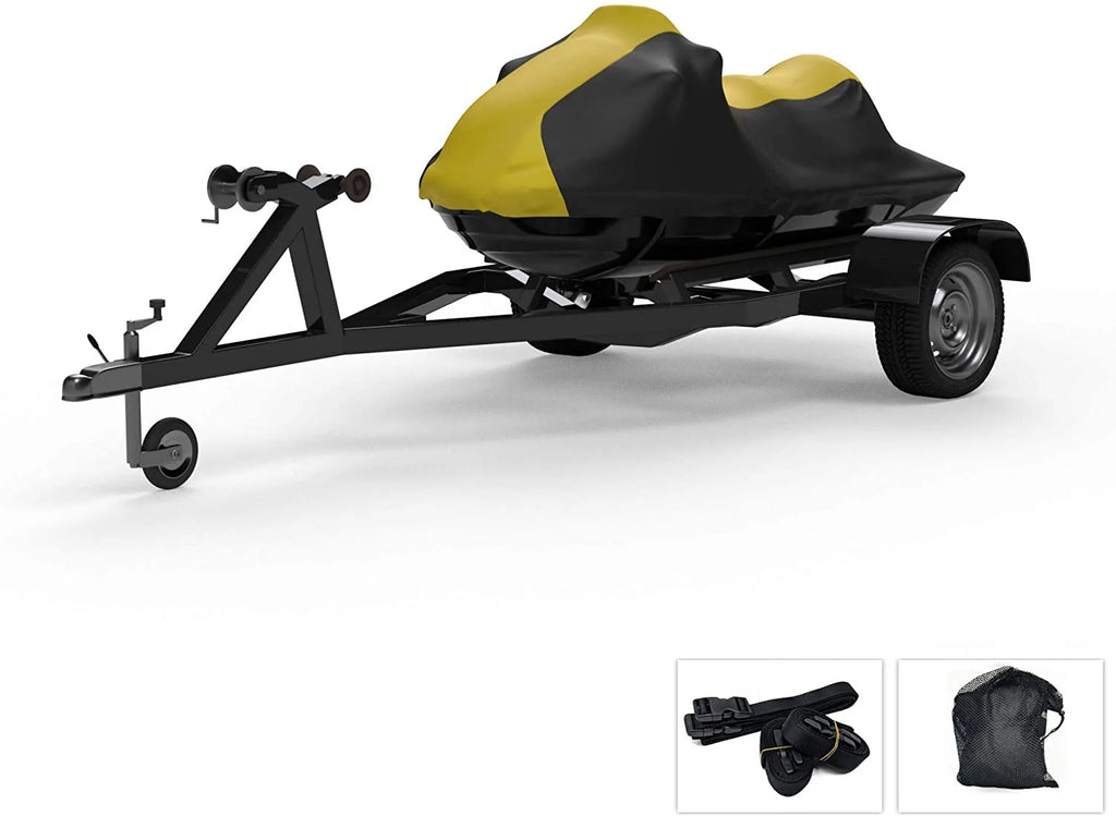Yellow/Black All Weather Jet Ski Cover with Trailer Straps and Storage Bag P226