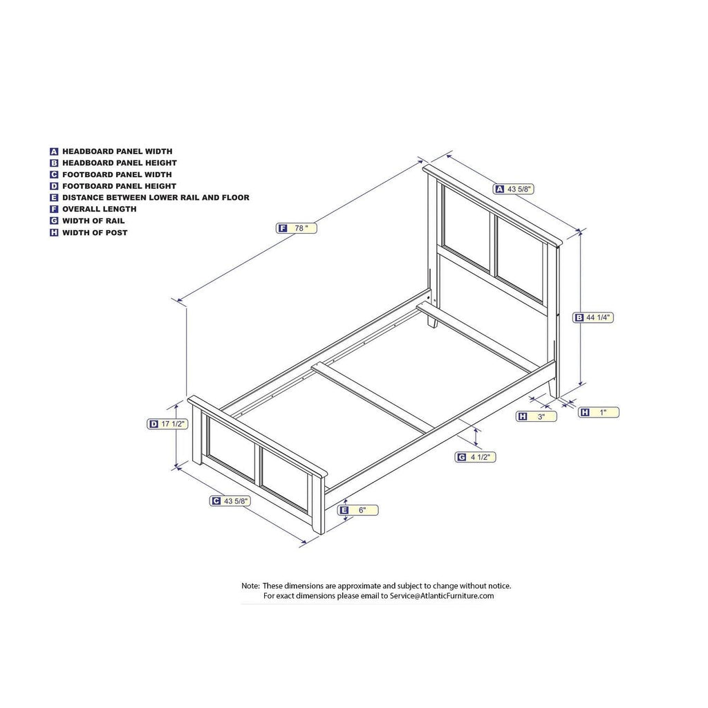 Twin Traditional Bed with Foot Board in Atlantic Grey D60596