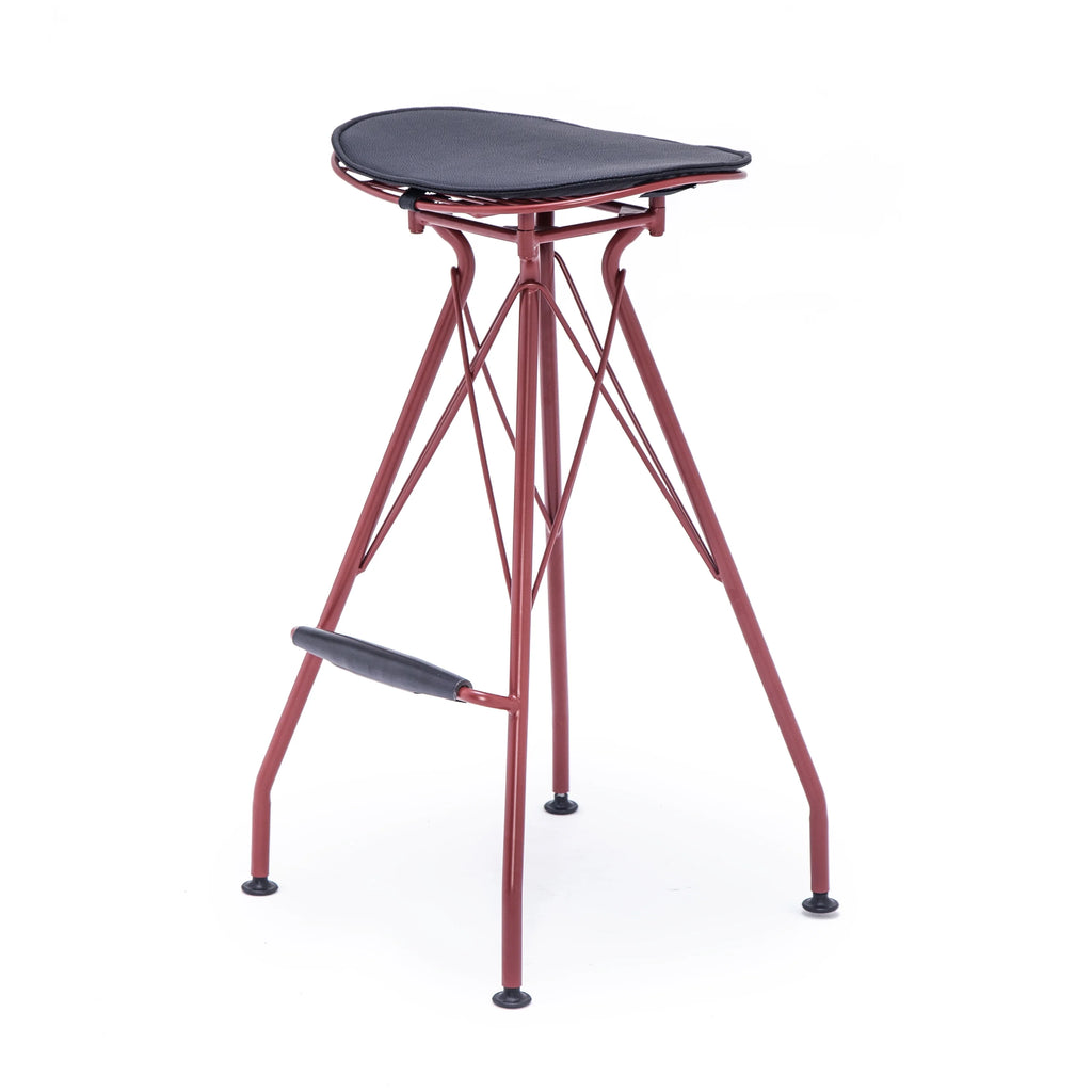 Dark Red 30 Inch Faux Leather Metal Barstool Set of 2 Z391