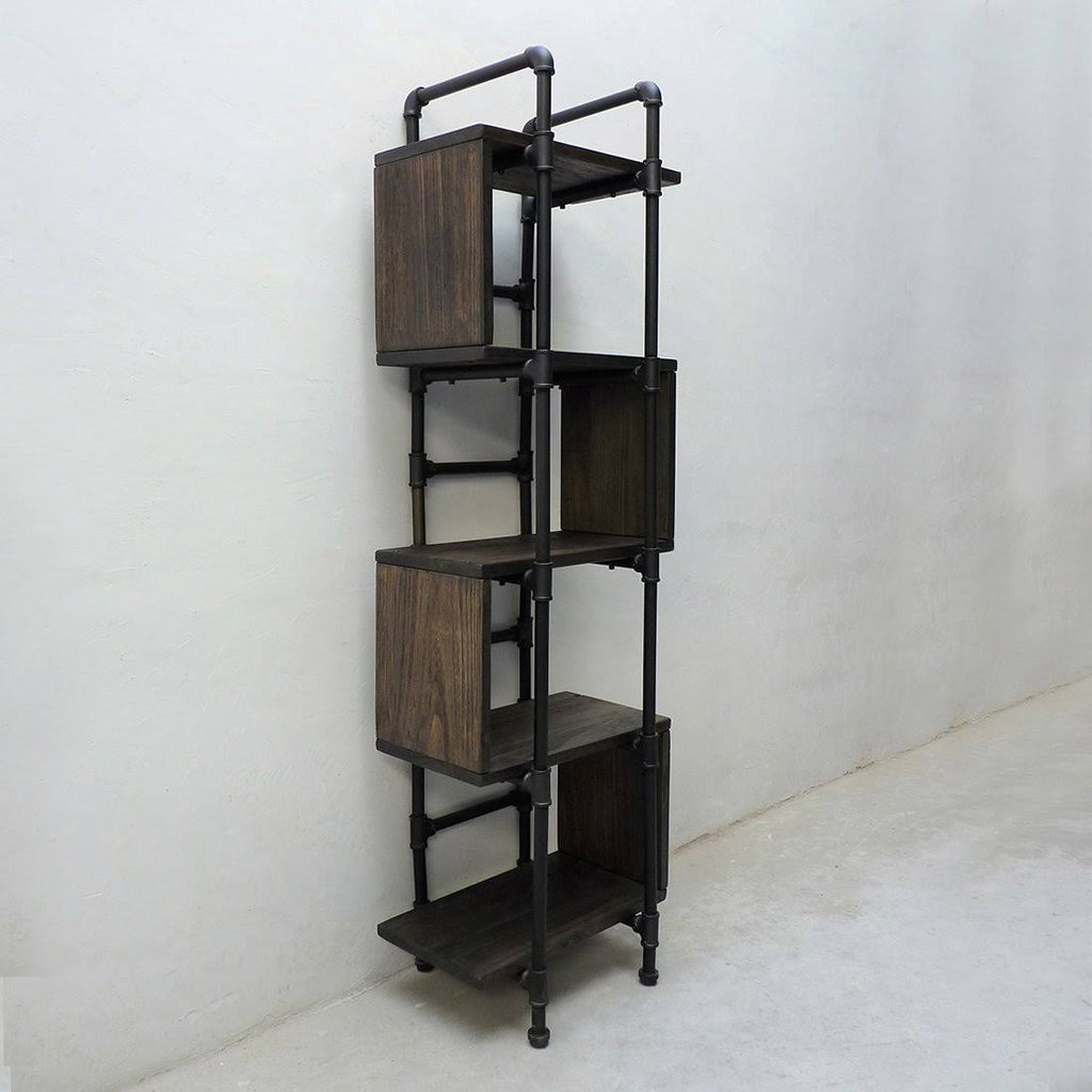 Brushed Brass Gray Natural Etagere Bookcase F780696