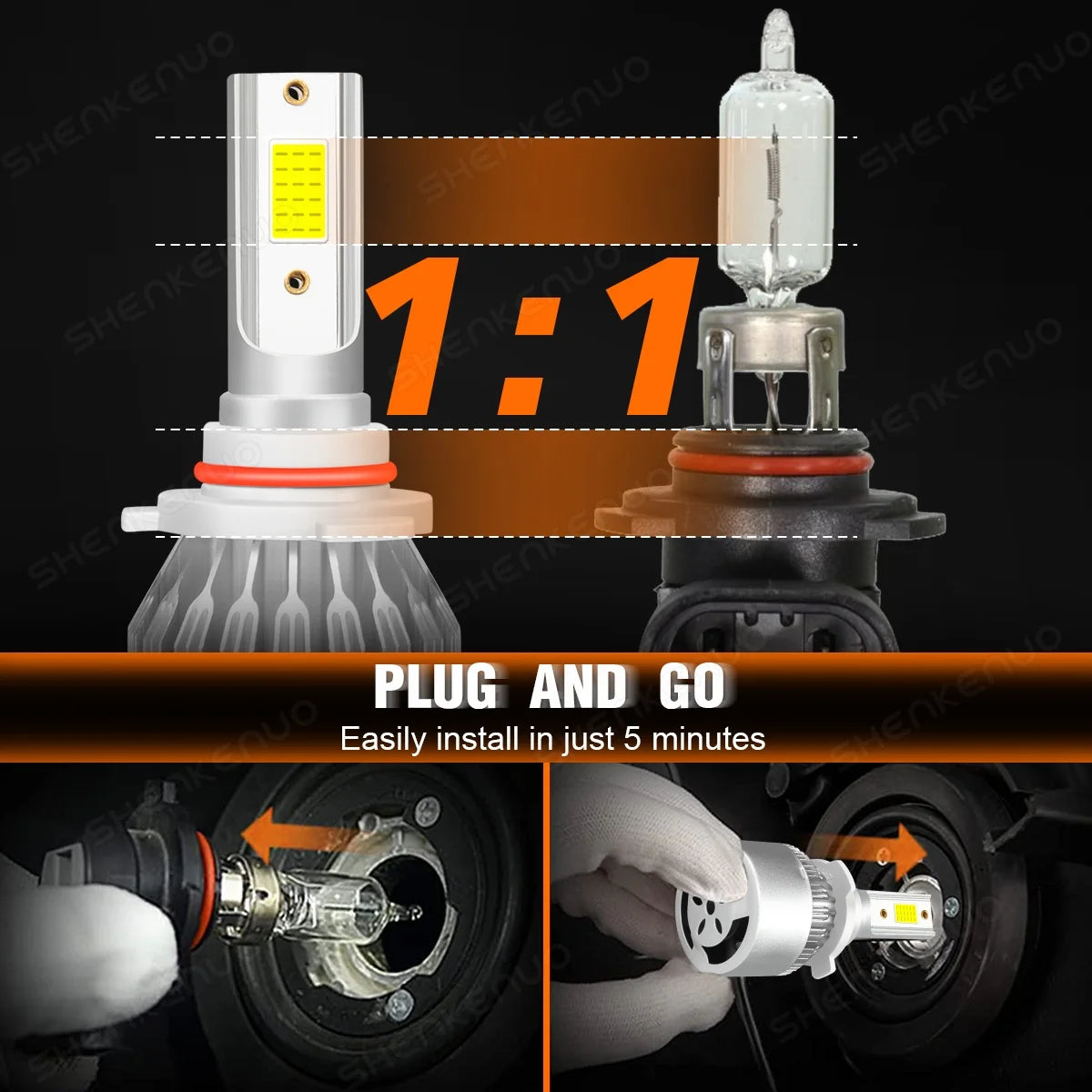 White LED Headlight Fog Light Bulbs Kit A908
