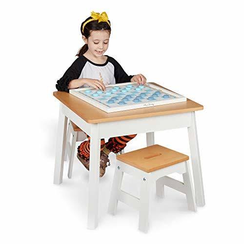White/Natural Wooden Square Table U7869