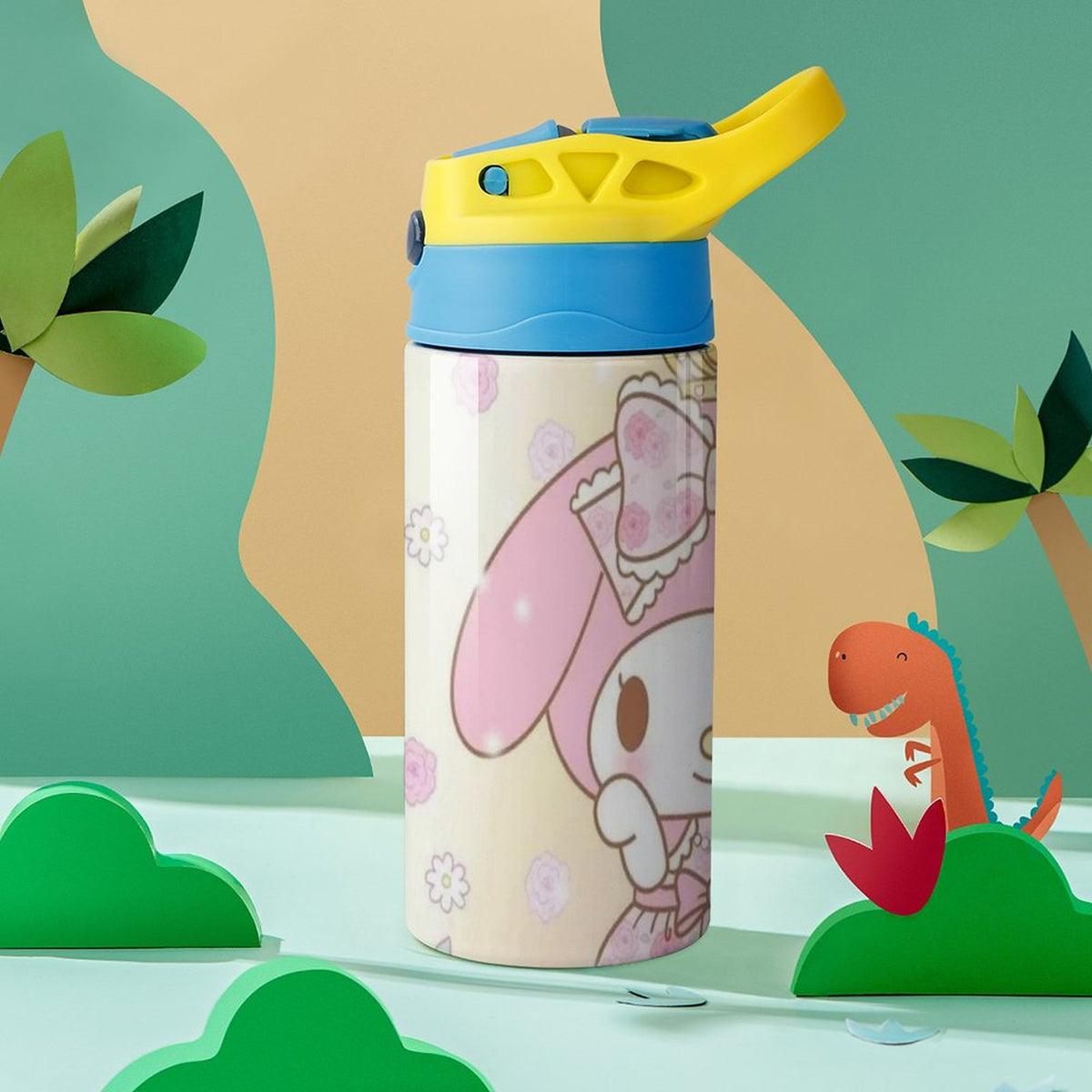 Pink Children's Vacuum Insulated Stainless Steel Water Bottle With Straw A652069