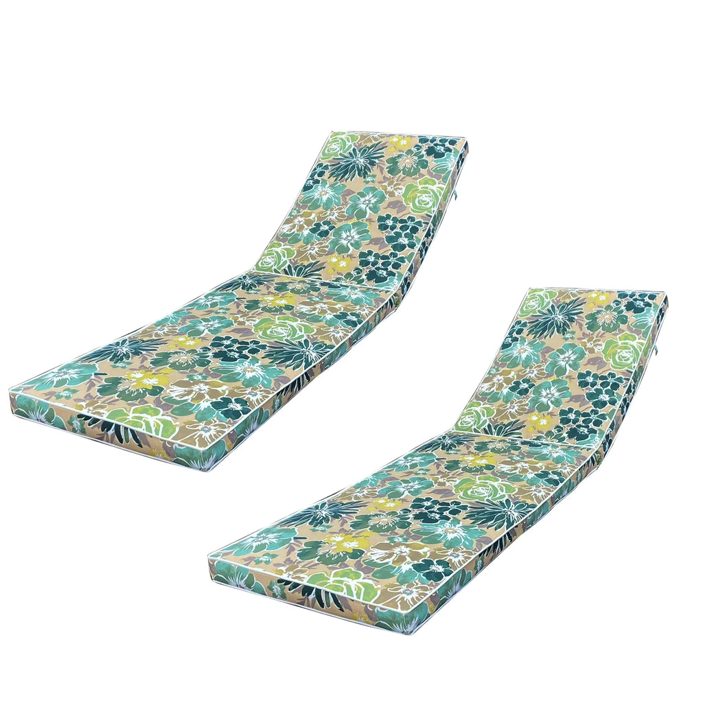 Blue flower Outdoor Lounge Chair Cushion Set of 2 A3641