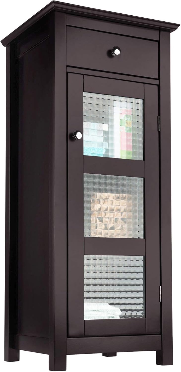 Espresso Floor Cabinet with One Door and One Drawer T7018