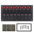 Red 8 Gang Waterproof Toggle Rocker Switch Panel with LED Indicator, Pack of 2 N24437