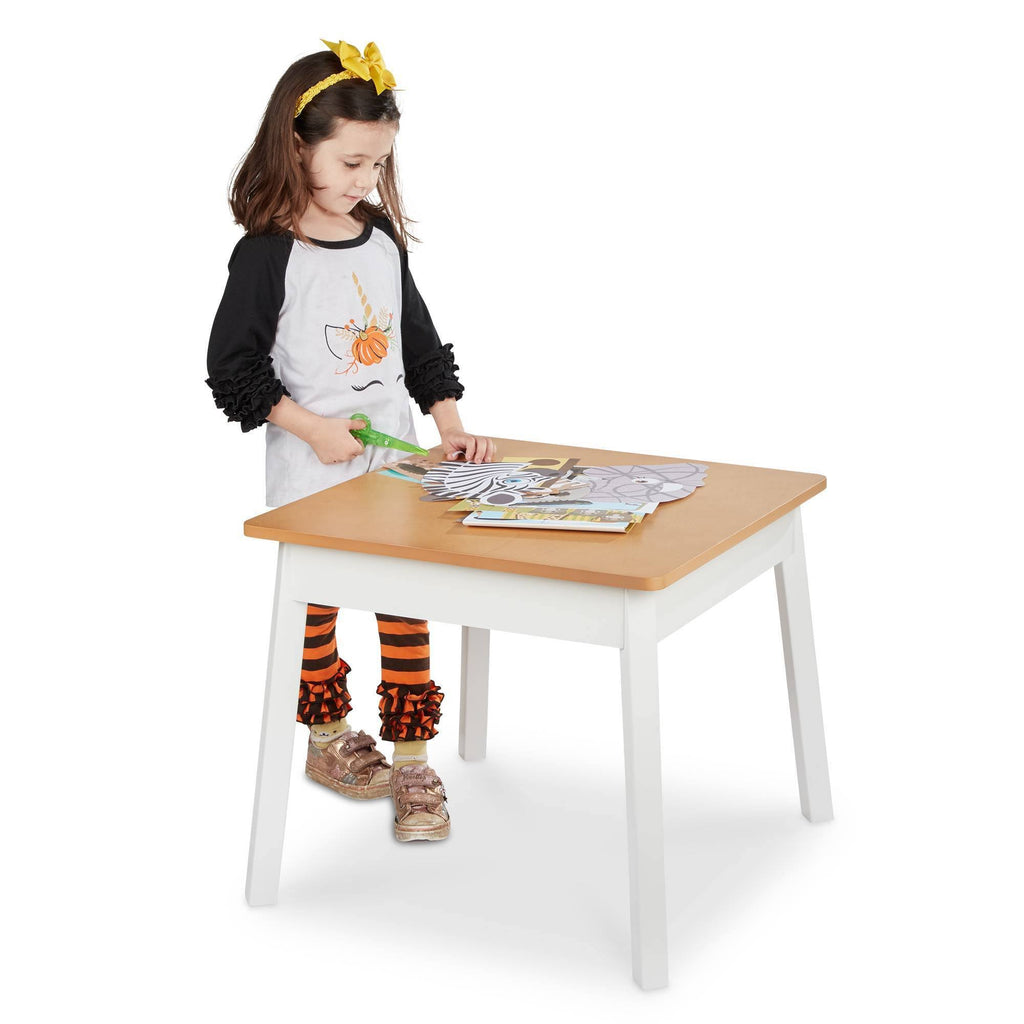 White/Natural Wooden Square Table U7869