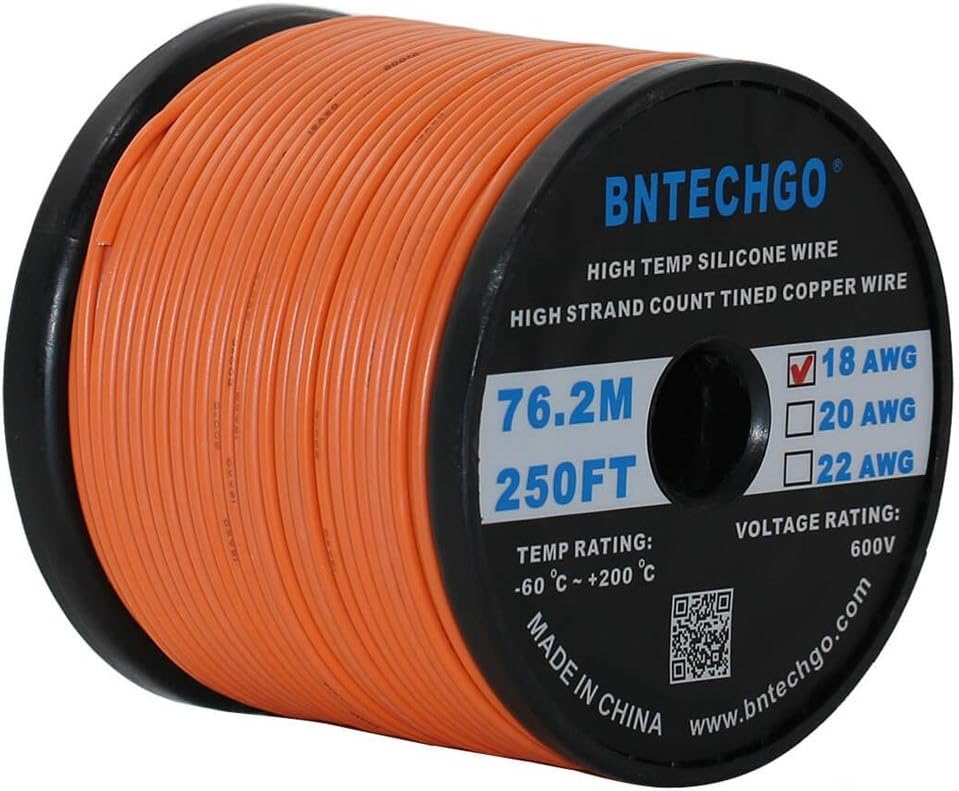 18 Gauge Silicone Wire Spool 500 ft Black 18 AWG Stranded Tinned Copper Wire Pack of 2 M4769