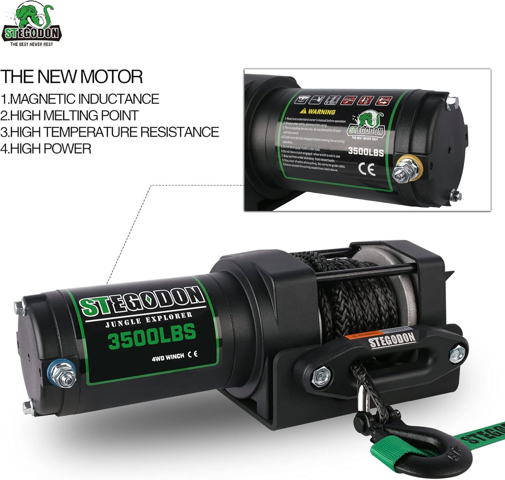 3500 lb. Load Capacity 12V Synthetic Rope Electric Winch with Wireless Remote Z58334