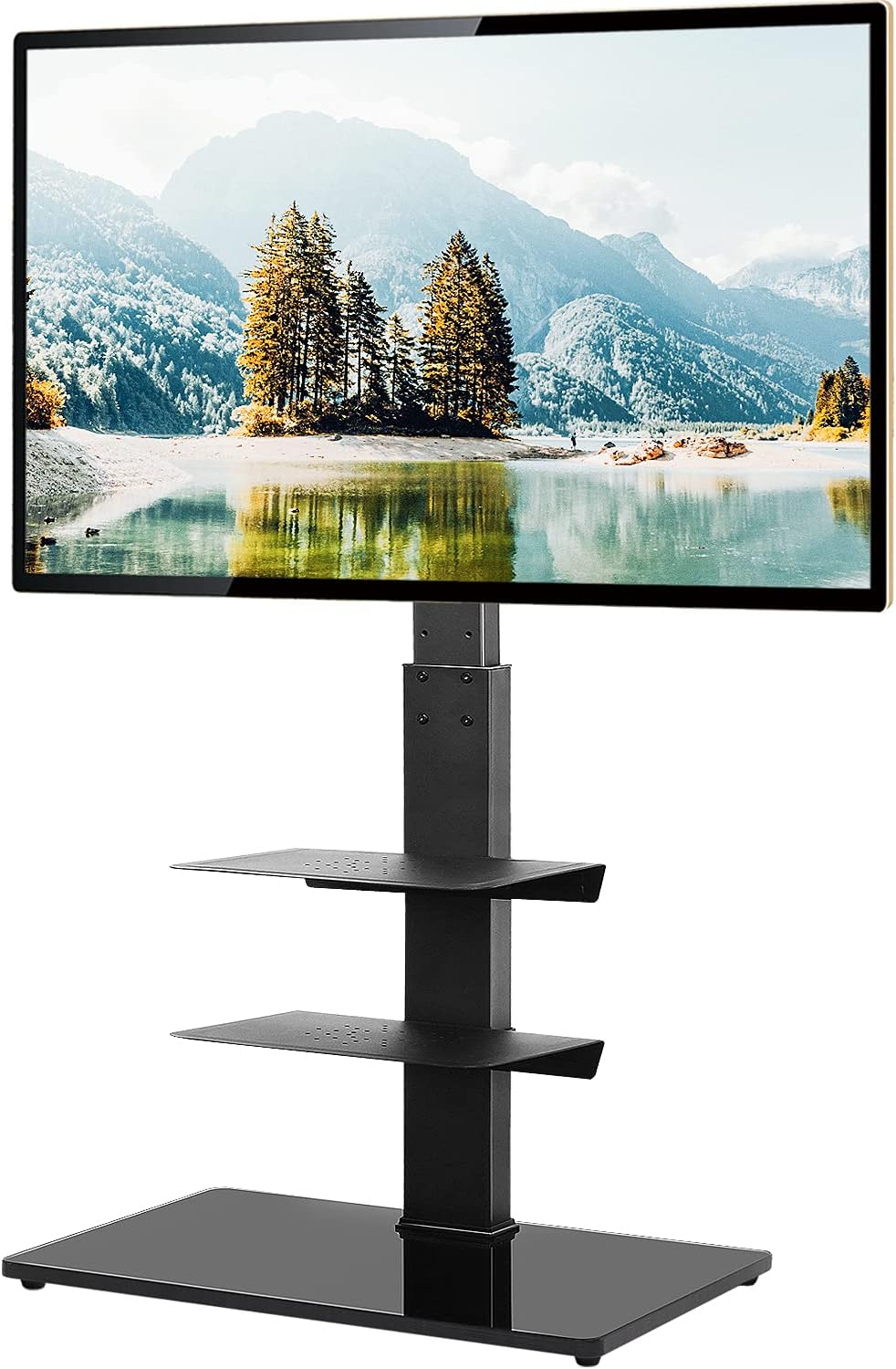 Black Swivel TV Stand with Adjustable Shelf C715
