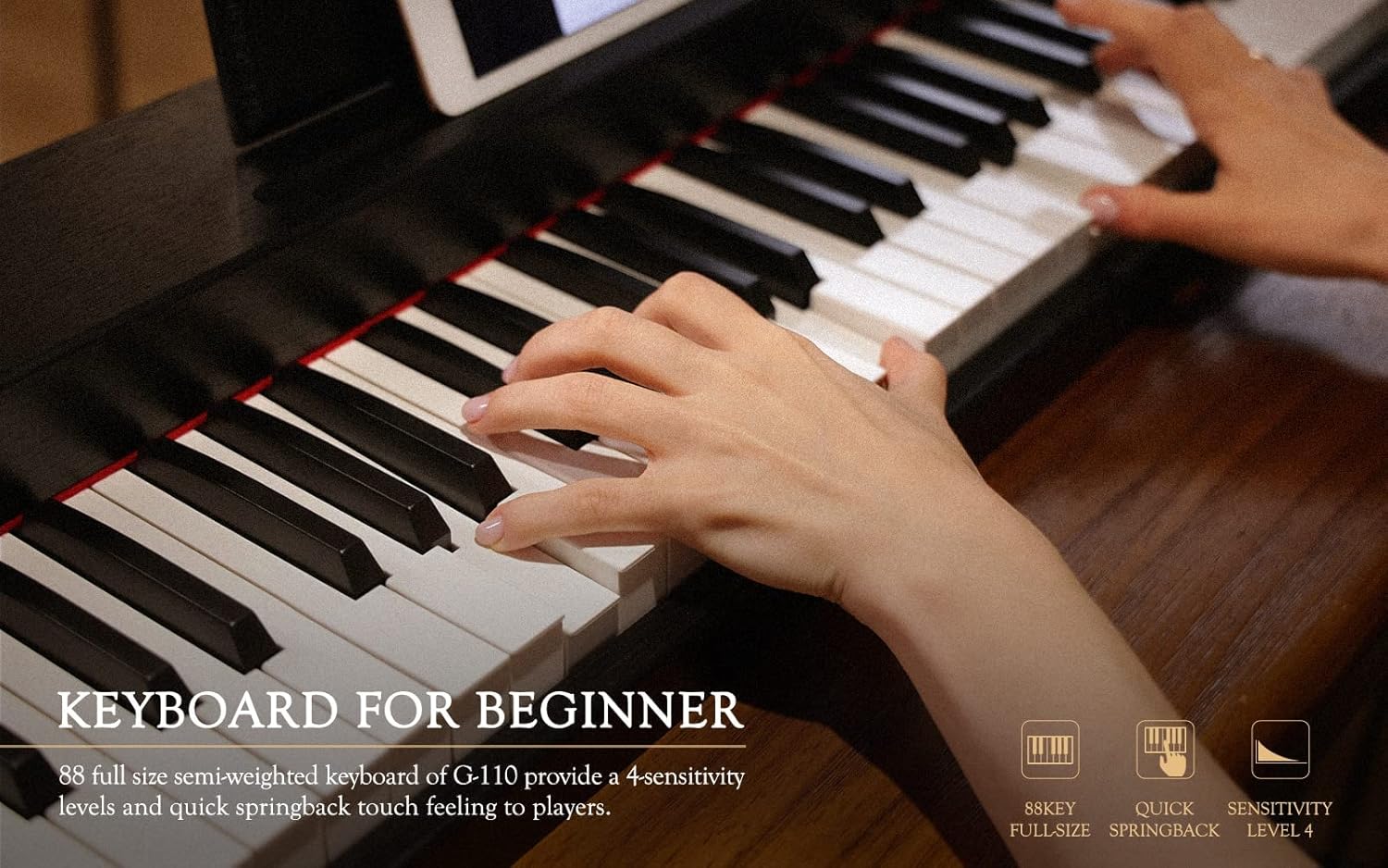 88-Key Semi-Weighted Digital Piano Keyboard with Sustain Pedal C33464