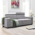 Light Grey Velvet Upholstered Sofa with Adjustable Headrests N136