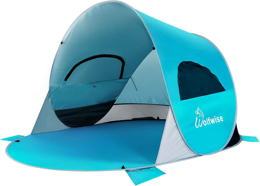 UPF 50+ Pop Up 3-4 Person Beach Tent Sun Shelter O96131