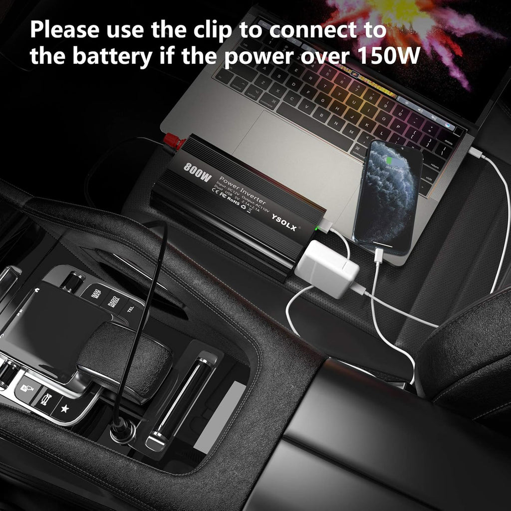 800W Power Inverter DC 12V to 110V AC Converter Car Plug Adapter Outlet Charger D44993