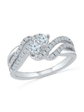 10 KT White Gold Two Stone White Round Diamond Ring F6609