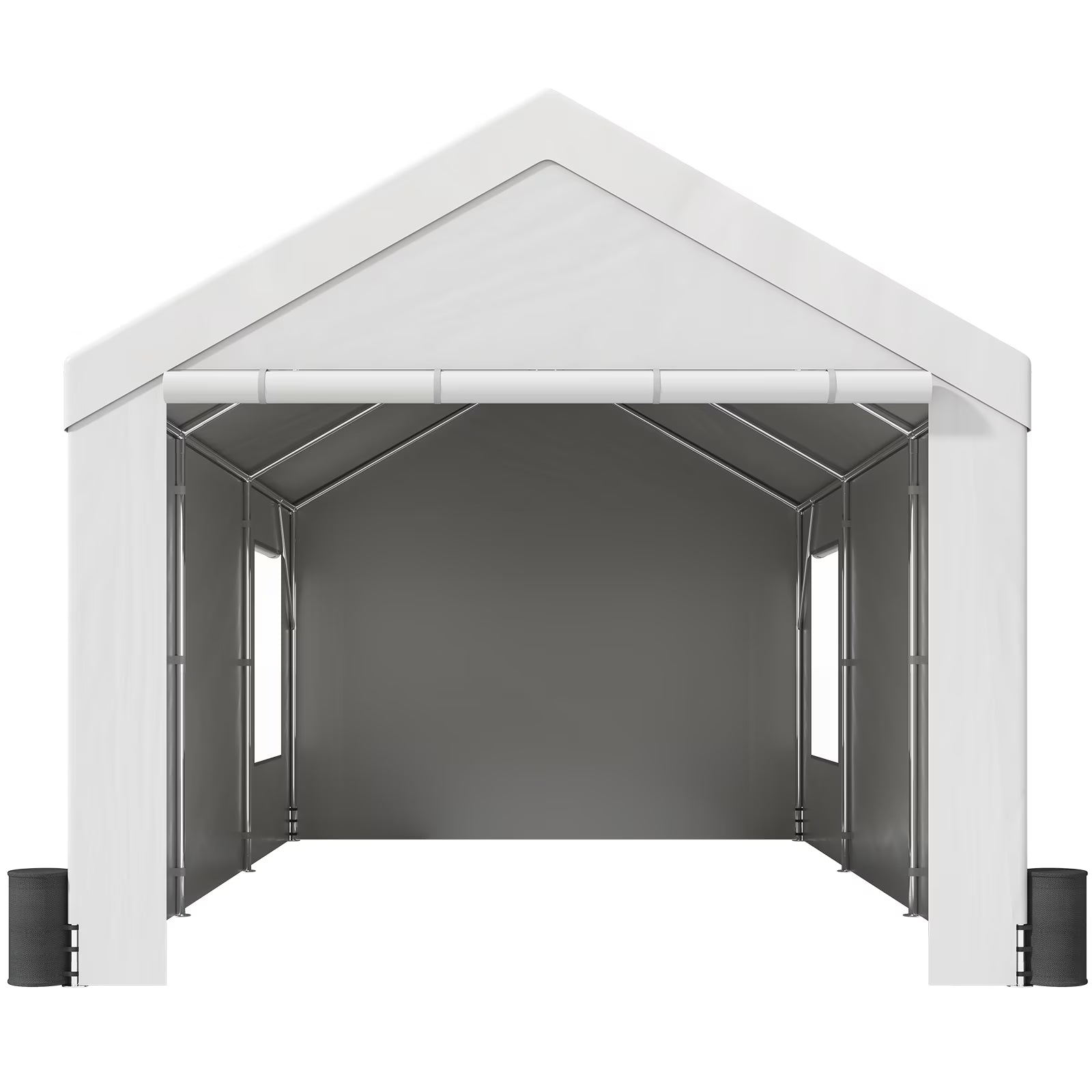 White Carport Canopy 10 x 20 Feet with Side Walls & Windows S579