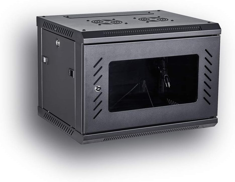 Wall Mount Rack Server Cabinet 19-Inch Network Enclosure with Locking Glass Door 16-Inches Deep B33699