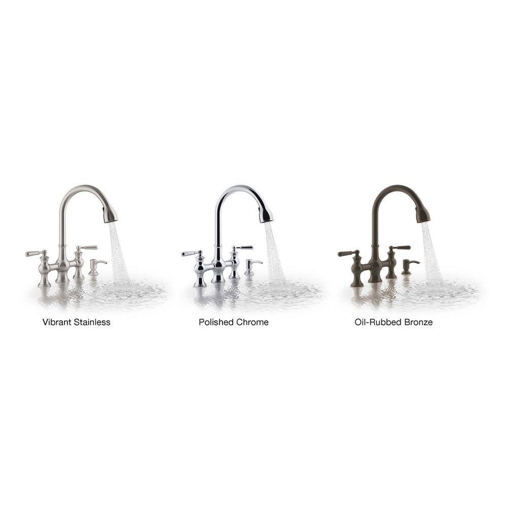 2-Handle Bridge Farmhouse Pull-Down Kitchen Faucet with Soap Dispenser H43457