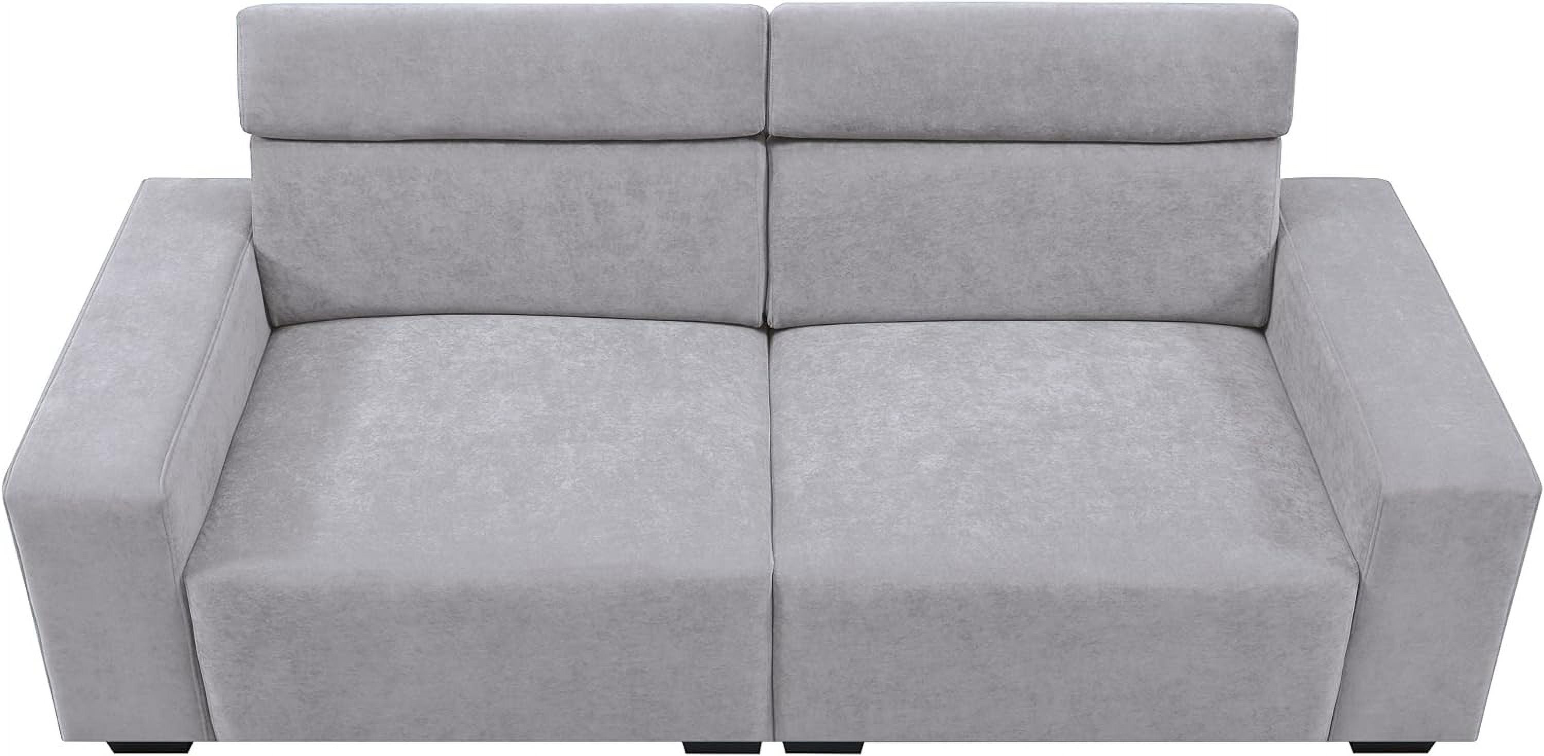 Light Grey Velvet Upholstered Sofa with Adjustable Headrests N136