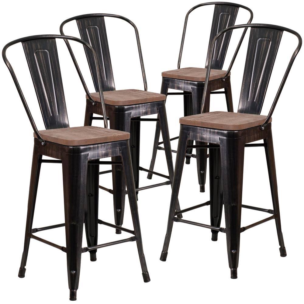 Black-Antique Gold Bar Stool (4-Pack) X193656