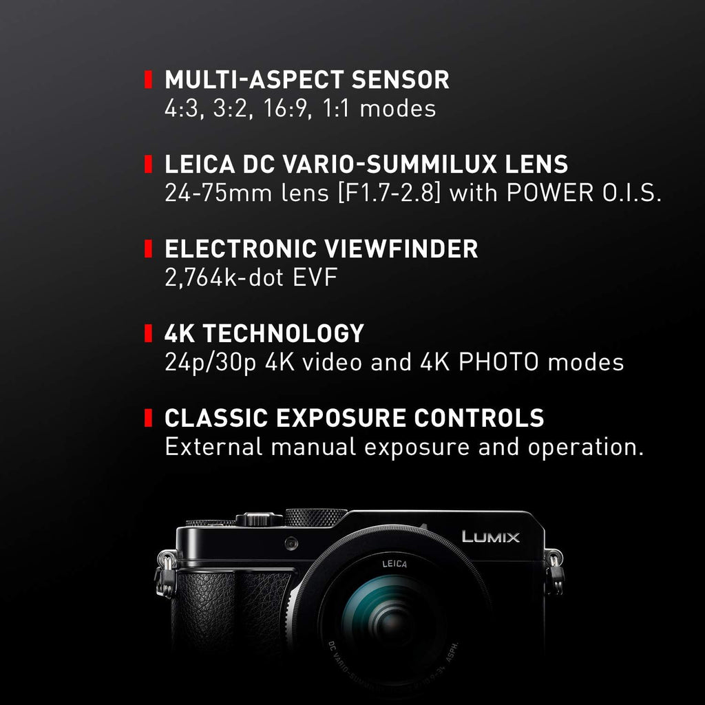 Black 21.7 MP Large Four Thirds Camera with 24-75mm Leica Lens I9928