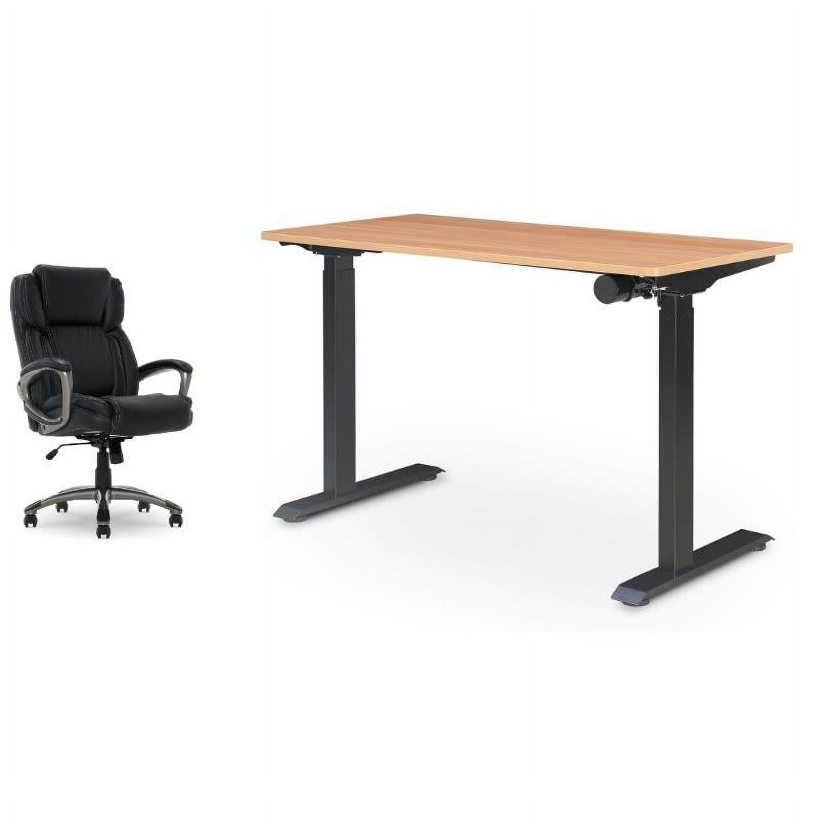 2-Piece Set with Standing Desk and Bonded Leather Office Chair G868