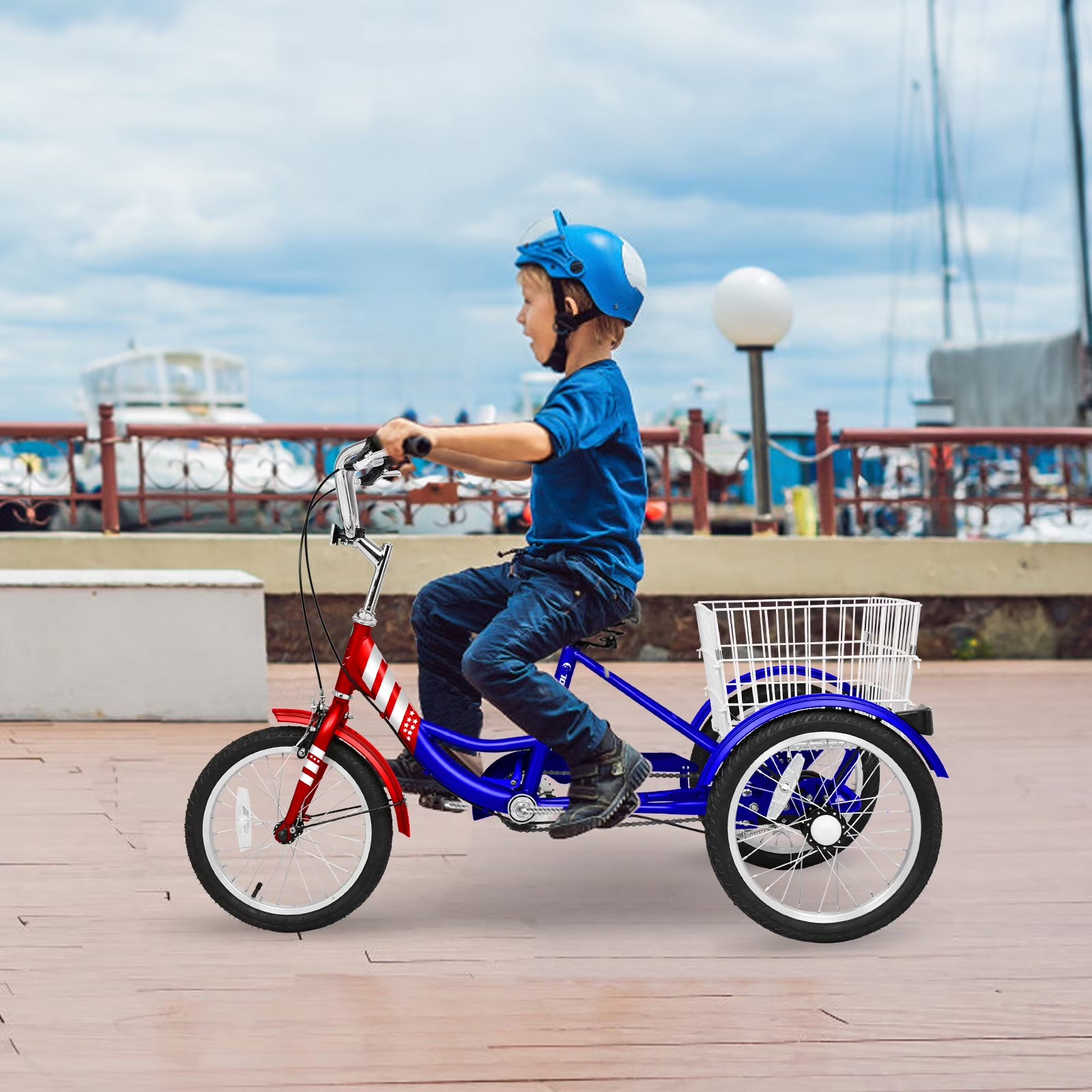 16" Kids Tricycle Three Wheeled Bike with Large Rear Basket U477