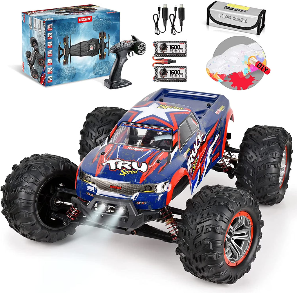 1:10 4WD RC Monster Truck, 48+ KMH, 2 Batteries P194