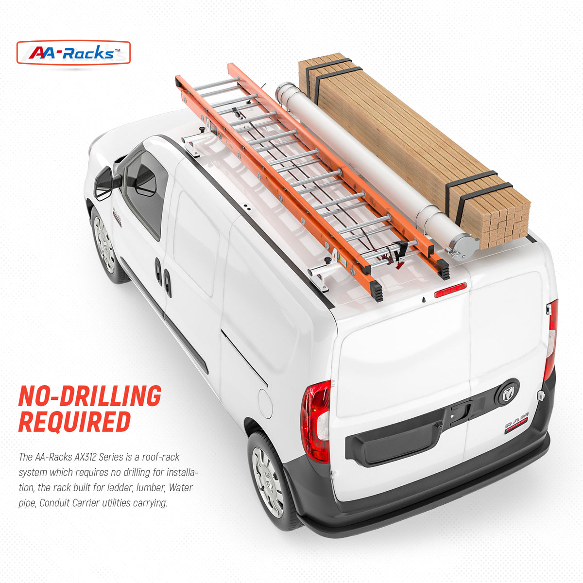 Aluminum 2 Bar Van Roof Rack System with Ladder Stopper U50337