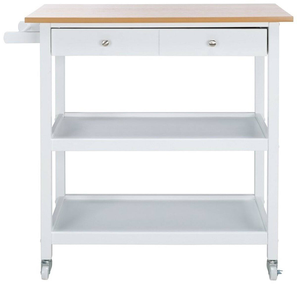 White 2 Drawer 3 Shelf Kitchen Cart C56709