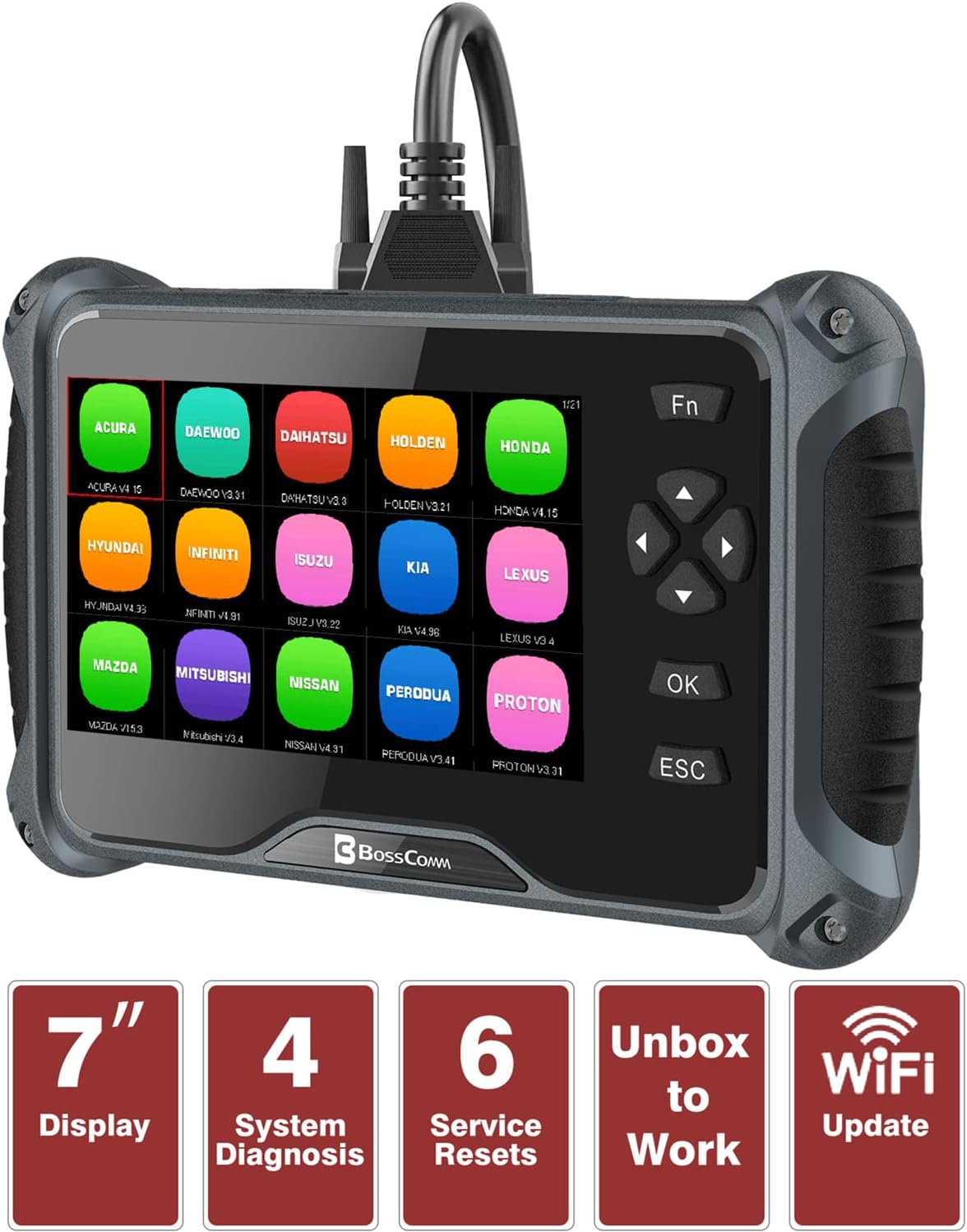 7Inch OBD2 Car Scanner Code Reader Diagnostic Tool F211596