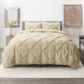 Cream California King Pinch Pleat Duvet Cover Set K3710