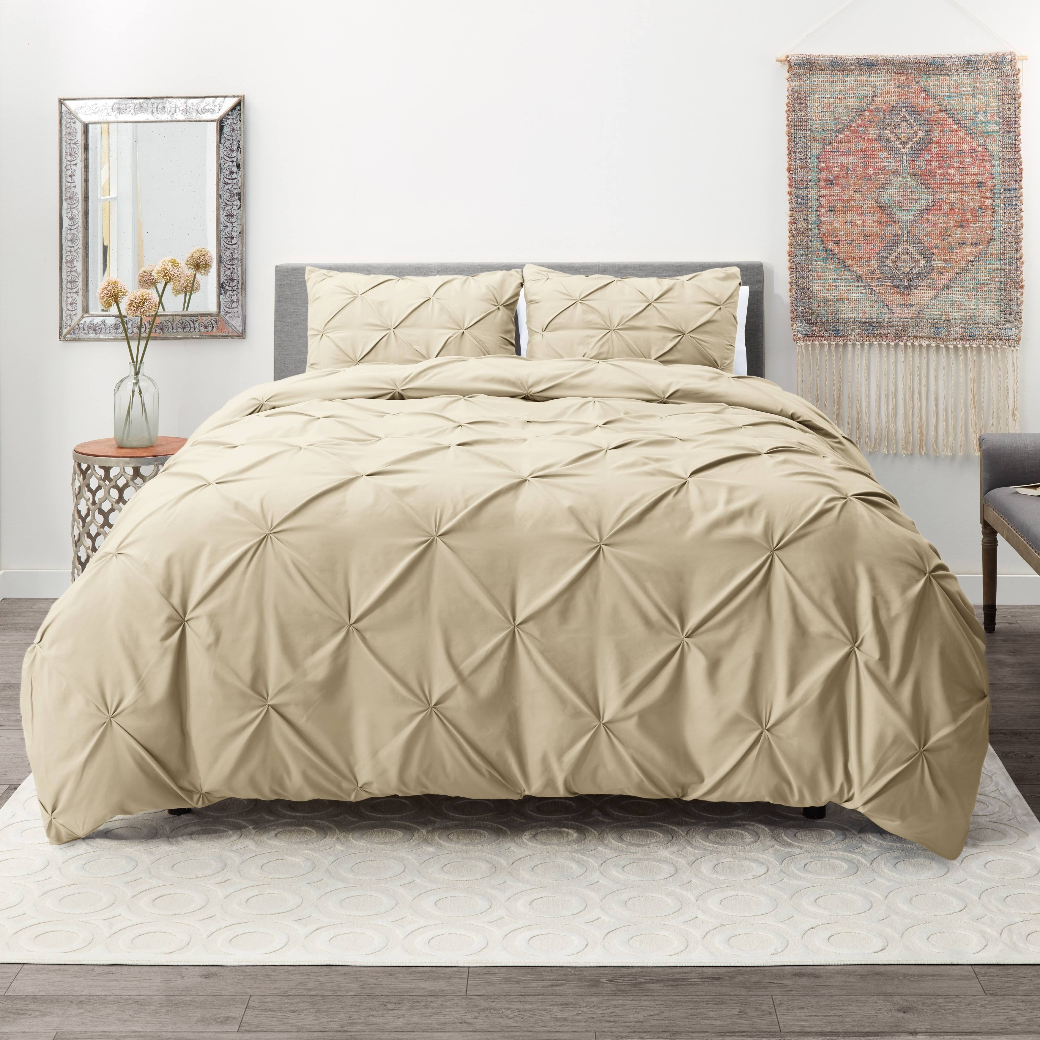 Cream California King Pinch Pleat Duvet Cover Set K3710