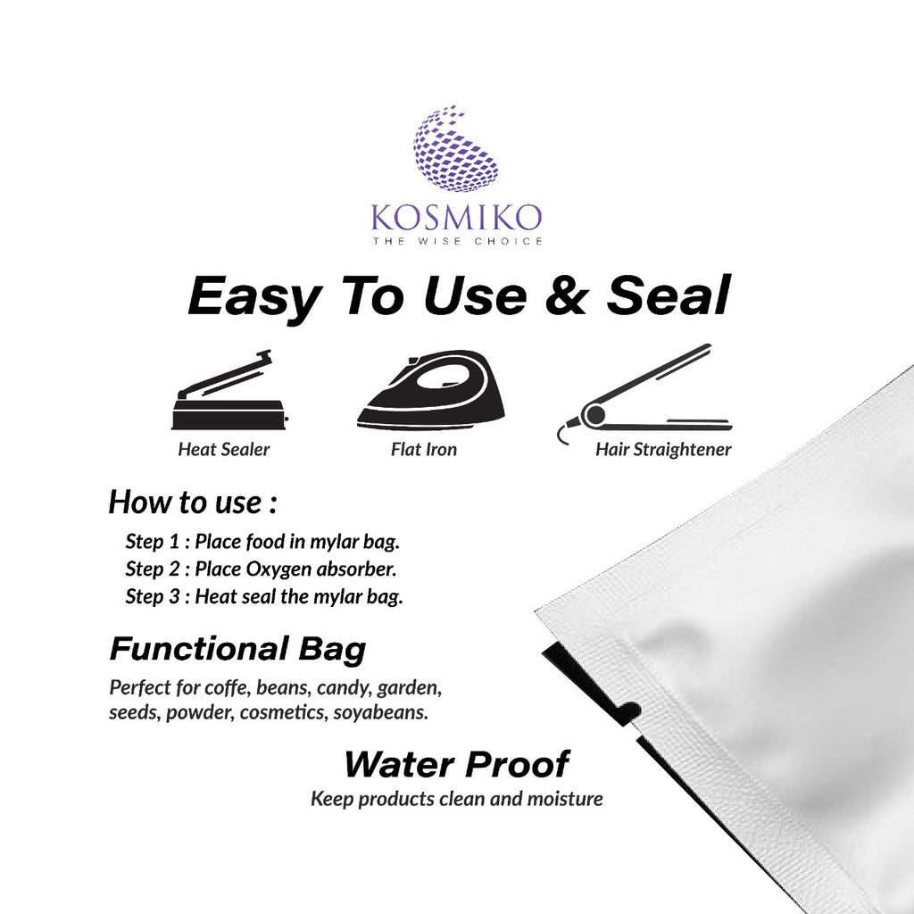 50 Pack 10"x14" 1 Gallon Resealable Mylar Bags with Oxygen Absorbers M94138