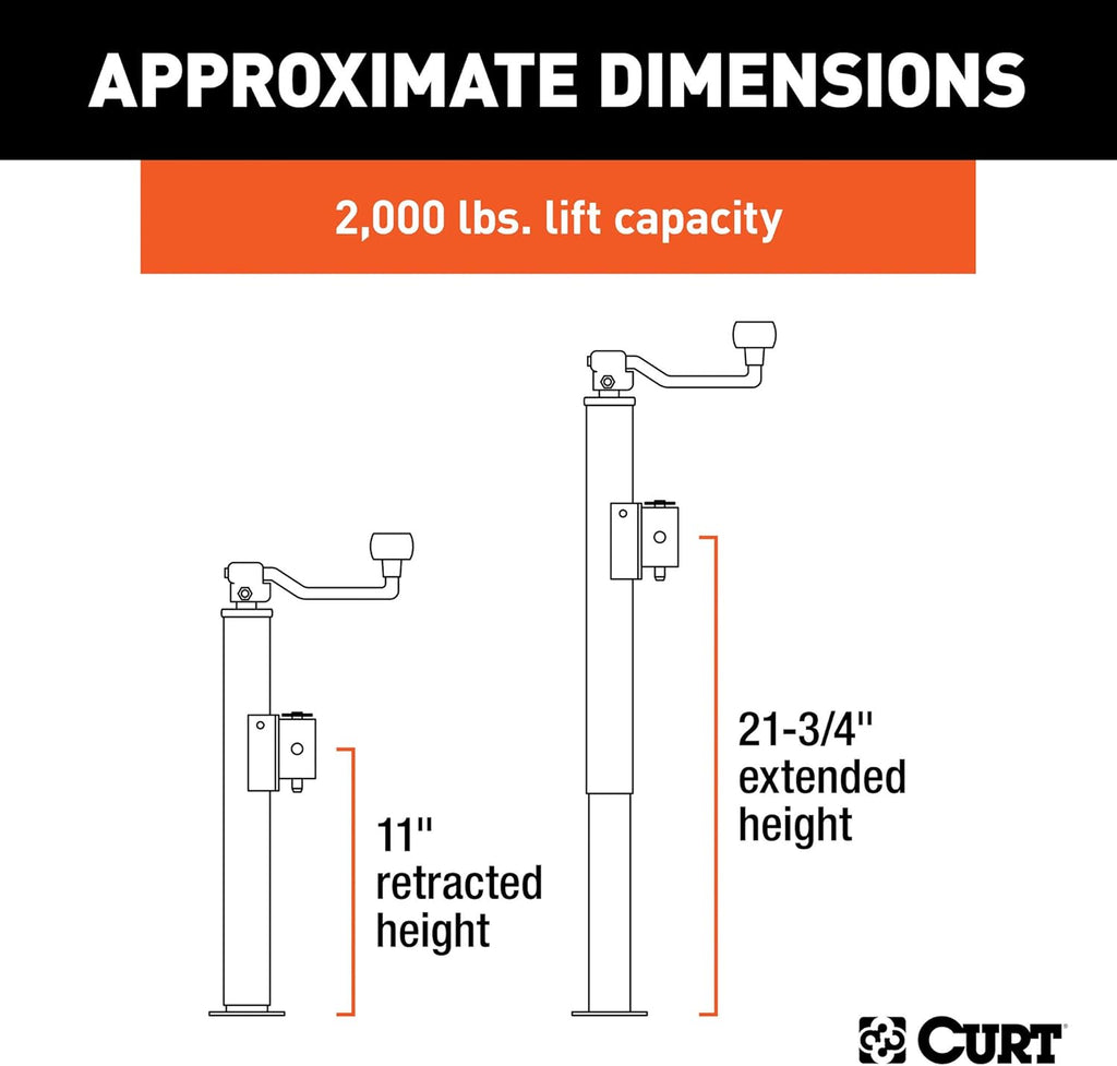 Weld-On Pipe-Mount Swivel Trailer Jack, 2,000 lbs. 10-3/4 Inches Vertical Travel Pack of 2 F82794
