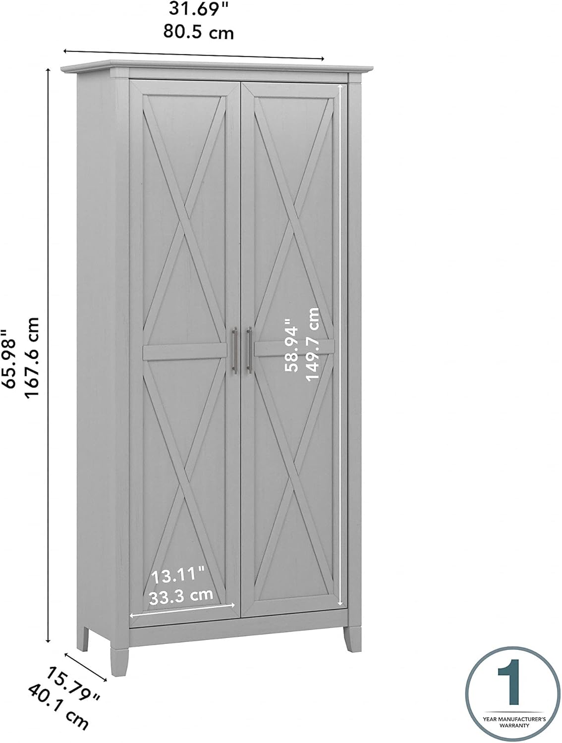 Tall Storage Cabinet with Doors, Cape Cod Gray N7095