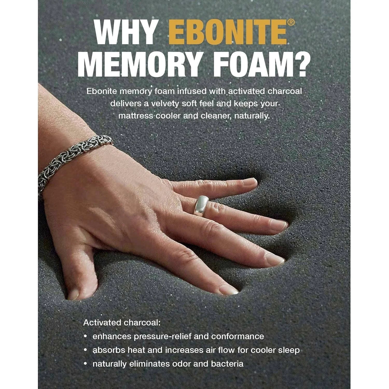 Charcoal Memory Foam Topper - Twin XL K1114