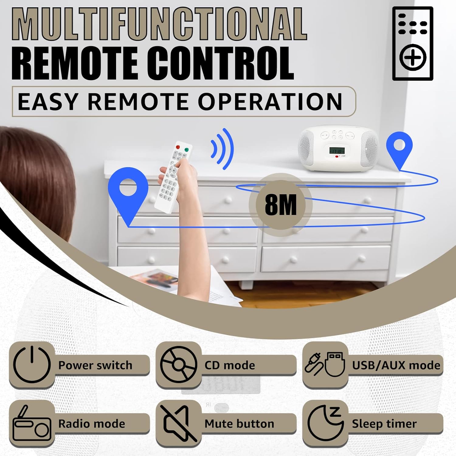 CD and Cassette Player Combo with Remote Control D402