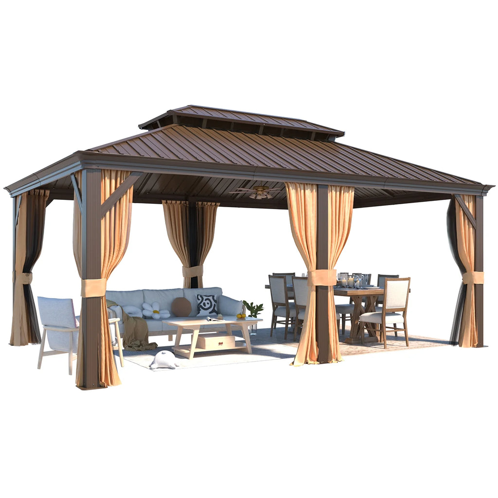 12' x 18' Hardtop Metal Double Roof Gazebo Y477