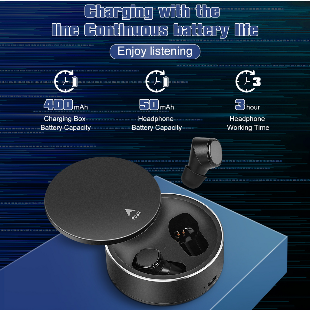 True Wireless Earbuds IPX5 Waterproof Touch Control with Mic - Black L32060