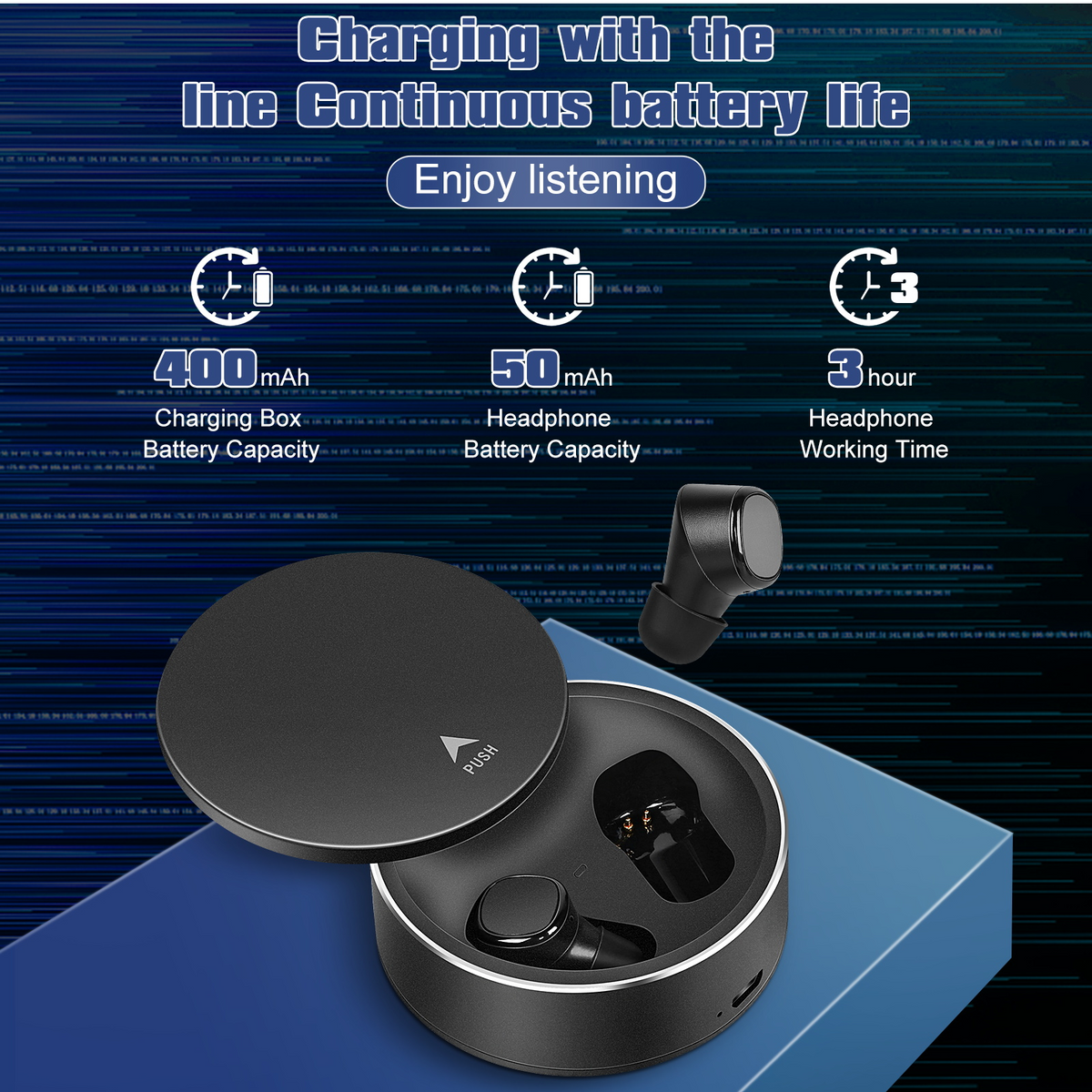 True Wireless Earbuds IPX5 Waterproof Touch Control with Mic - Black L32060